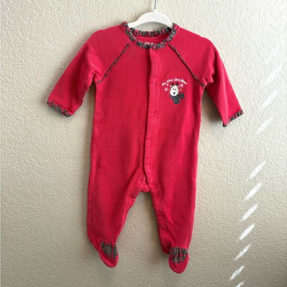 Little Me Other - Little Me first Christmas waffle romper